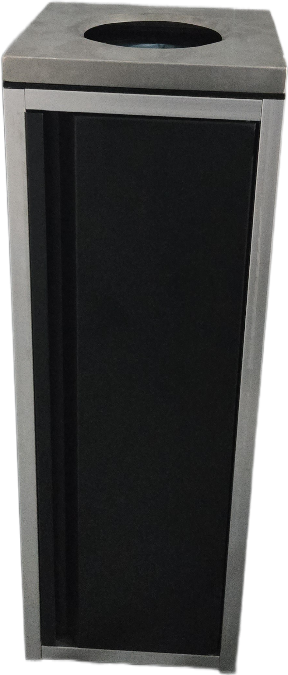 JENTON indoor waste bin with aluminum frame, black metal door and stainless steel waste opening