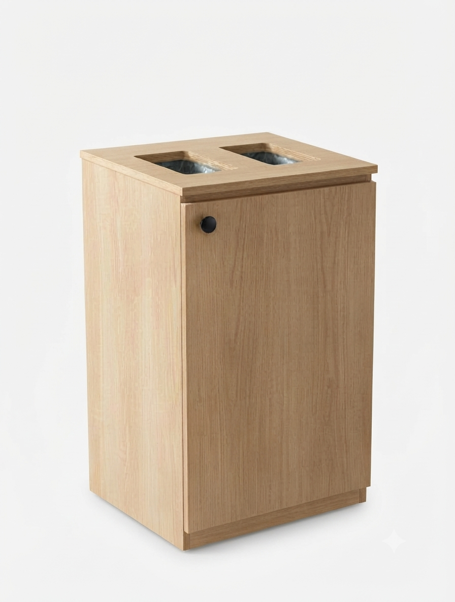 Two-station restaurant waste collection cabinet
